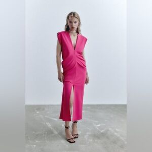 Zara fuchsia pink draped dress